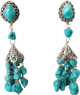 Chinese Turquoise Dream Drop Earrings PNG