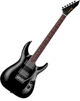Sleek Black Electric Guitar Design PNG