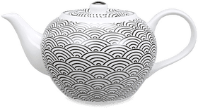 Elegant Wave-Pattern Cookware Teapot PNG