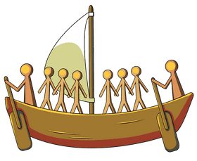 Adventurous Crew on a Sailing Boat PNG