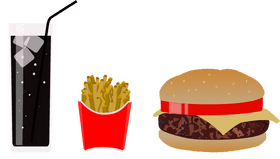 Fast Food Feast Burger Fries and Coke PNG