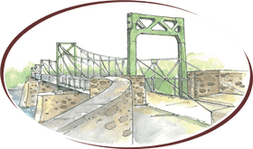 Green Archway Bridge Over Tranquil Waters PNG