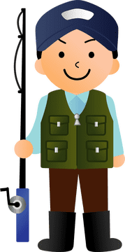 Joyful Fishing Adventure Awaiting a Big Catch PNG