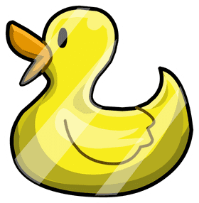 Playful Rubber Stamp Duck Design PNG