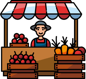 Charming Market Stall of Fresh Produce PNG