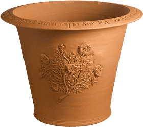 Artistic Clay Pot with Floral Embellishments PNG