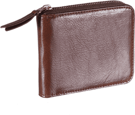 Classic Leather Zippered Wallet for Everyday Use PNG