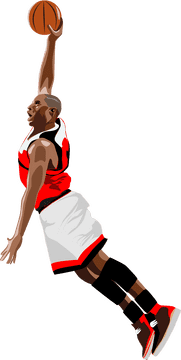 Basketball Slam Dunk in Mid-Air Action PNG