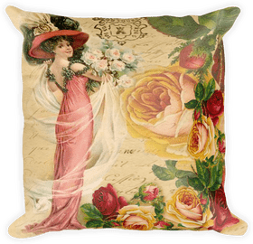 Vintage Floral Pillow Cushion Elegance PNG