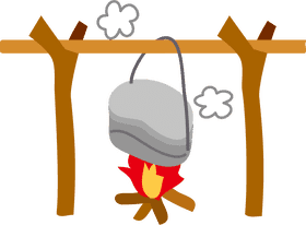 Utility Pole Cooking Setup Over Fire PNG