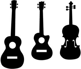 Silhouettes of Popular Musical Instruments Guitar and Violin PNG
