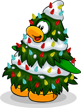 Cheerful Holiday Tree Penguin Delight PNG