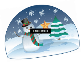 Winter Wonderland with Snowman and Pine Tree PNG