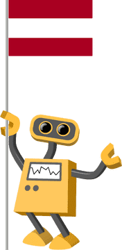 Cheerful Robot Holding a Flag PNG