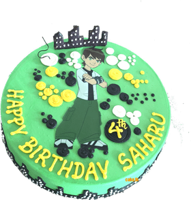 Ben 10 Themed Birthday Cake for Saharu PNG
