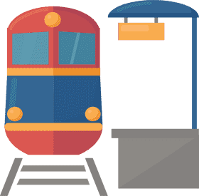 Colorful Train at the Station Platform PNG