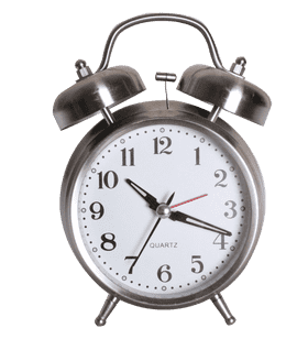 Vintage Silver Alarm Clock with Dual Bells PNG