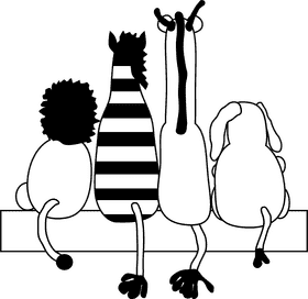 Animal Friends Sitting Side by Side PNG
