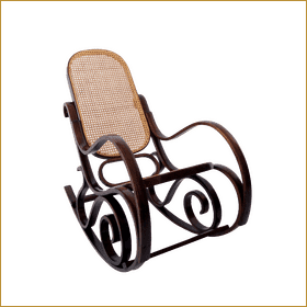 Elegant Rocking Office Chair with Cane Seat PNG