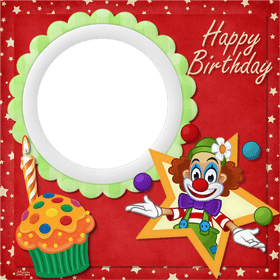 Happy Birthday Celebration with Fun Clowns and Treats PNG