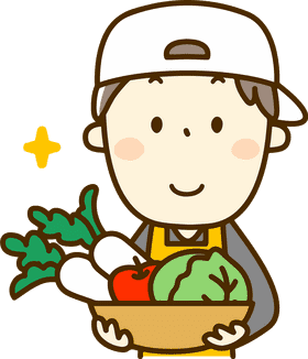 Friendly Grocery Helper with Fresh Produce PNG