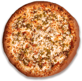 Cheesy Delight Pizza with Green Peppers and Sausage PNG