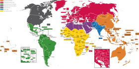 Colorful World Map of Regions and Countries PNG
