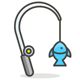 Fishing Hook with a Catching Blue Fish PNG