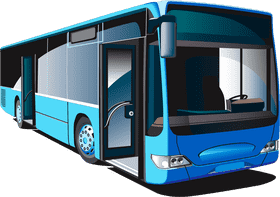 Bright Blue School Bus Ready for Adventure PNG