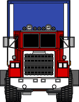Bright Red Delivery Truck with Bold Front Design PNG