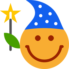 Whimsical Smiley with Magic Wand PNG