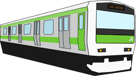 Green Urban Train on the JR Line PNG