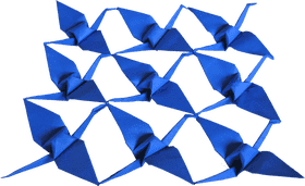 Elegant Blue Origami Crane Flock PNG
