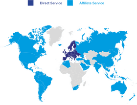 World Map of Direct and Affiliate Services PNG