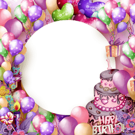 Joyful Birthday Celebration with Colorful Balloons PNG