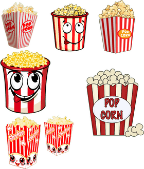 Cheerful Popcorn Bucket Collection PNG