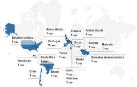 World Map of Travel Destinations and Counts PNG