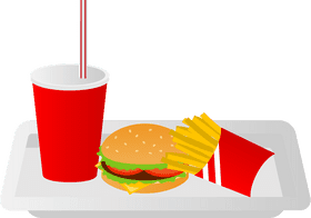 Fast Food Feast Burger Fries and Drink Delight PNG