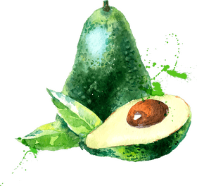 Avocado Fruit Delight with Leafy Greens PNG