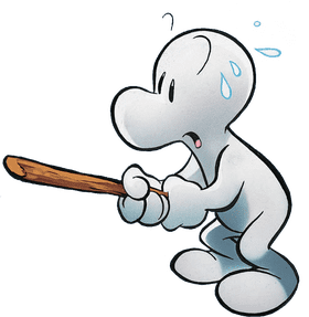 Bone Buddy with a Wooden Stick PNG