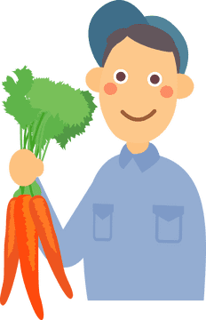 Smiling Farmer with Fresh Carrot Cake Ingredients PNG