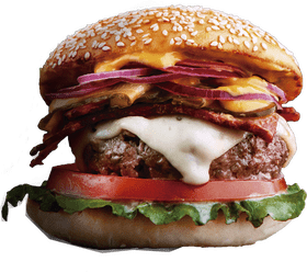 Gourmet Loaded Cheese Burger Delight PNG
