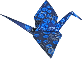Elegant Blue Origami Crane Display PNG