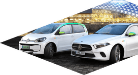 Modern Urban Electric Car Showcase PNG