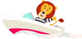 Sailing Boat Adventure with a Friendly Lion PNG