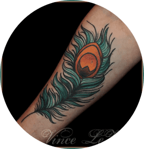 Vibrant Peacock Feather Tattoo Design PNG