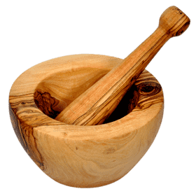 Elegant Wooden Mortar and Pestle Set PNG