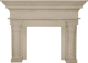 Elegant Marble Fireplace with Column Details PNG