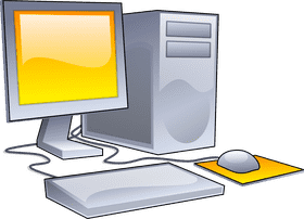 Colorful Desktop Computer Setup with Accessories PNG