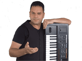 Stylish Keyboard Player Expressing Musical Vibes PNG